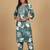 Floral Printed Round Neck Thread Work Straight Kurta With Trousers