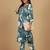 Floral Printed Round Neck Thread Work Straight Kurta With Trousers