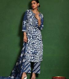 Women Printed Regular Thread Work Pure Cotton Kurta with Trousers & With Dupatta
