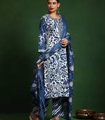 Women Printed Regular Thread Work Pure Cotton Kurta with Trousers & With Dupatta