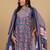 Floral Printed V-Neck Gotta Patti Kurta With Trousers & Dupatta