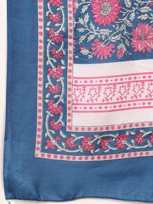 Floral Printed V-Neck Gotta Patti Kurta With Trousers & Dupatta 5