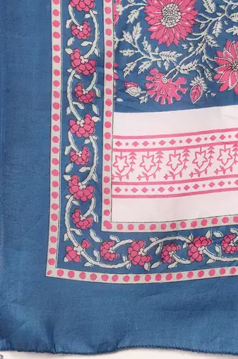 Floral Printed V-Neck Gotta Patti Kurta With Trousers & Dupatta