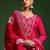 Floral Embroidered Thread Work Notch Neck A-Line Kurta With Trousers And Dupatta