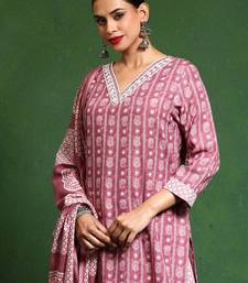 Women Printed Regular Kurta with Trousers & With Dupatta