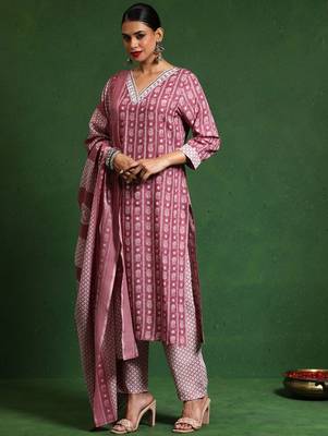 Women Printed Regular Kurta with Trousers & With Dupatta 7
