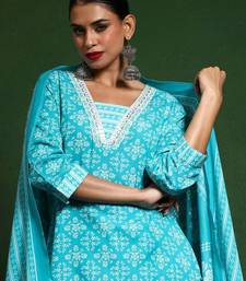 Women Printed Regular Kurta with Trousers & With Dupatta