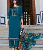 Women Floral Embroidered Regular Thread Work Kurta with Trousers & With Dupatta