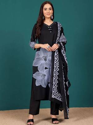 Women Ethnic Motifs Printed Regular Thread Work Kurta with Trousers & With Dupatta 3