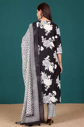 Women Ethnic Motifs Printed Regular Pure Cotton Kurta with Trousers & With Dupatta