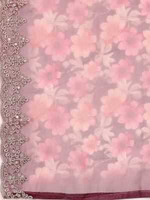 Ethnic Motifs Embroidered Notch Neck Zari Straight Kurta With Trousers & Dupatta 4