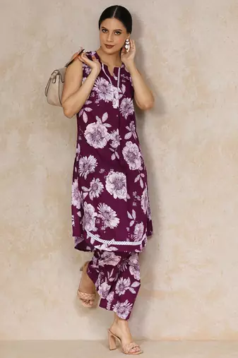 Women Floral Printed Regular Pure Cotton Kurta with Palazzos