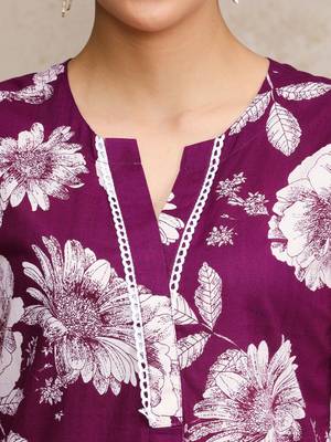 Women Floral Printed Regular Pure Cotton Kurta with Palazzos 2