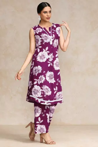 Women Floral Printed Regular Pure Cotton Kurta with Palazzos