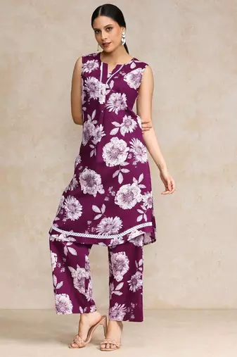 Women Floral Printed Regular Pure Cotton Kurta with Palazzos
