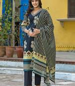 Women Printed Regular Gotta Patti Pure Cotton Kurta with Trousers & With Dupatta