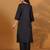 V-Neck Straight Kurta With Trousers And Dupatta