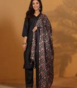 V-Neck Straight Kurta With Trousers And Dupatta