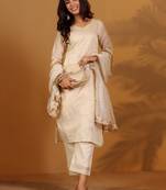 Women Ethnic Motifs Embroidered Regular Kurta with Trousers & With Dupatta