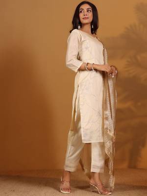 Women Ethnic Motifs Embroidered Regular Kurta with Trousers & With Dupatta 5