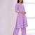 Lavender Floral Printed V-Neck Thread Work Kurta with Trousers