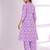 Lavender Floral Printed V-Neck Thread Work Kurta with Trousers