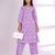 Lavender Floral Printed V-Neck Thread Work Kurta with Trousers