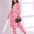 Pink Floral Printed Mandarin Collar Pure Cotton Kurta with Trousers