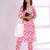 Pink Floral Printed Mandarin Collar Pure Cotton Kurta with Trousers