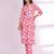 Pink Floral Printed Mandarin Collar Pure Cotton Kurta with Trousers