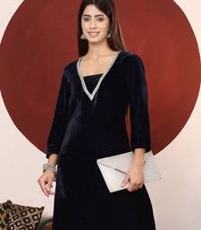 Gotta Patti V-Neck Velvet Straight Kurta With Trousers