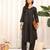 Black V-Neck Panelled A-Line Kurta With Trouser