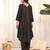 Black V-Neck Panelled A-Line Kurta With Trouser