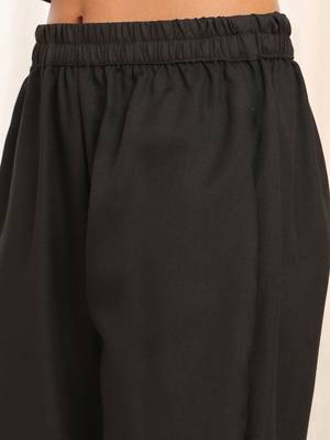 Black V-Neck Panelled A-Line Kurta With Trouser 6