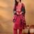 Magenta Floral Yoke Design Gotta Patti Kurta With Trouser & Dupatta