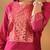 Magenta Floral Yoke Design Gotta Patti Kurta With Trouser & Dupatta