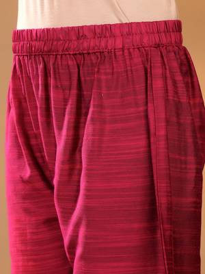 Magenta Floral Yoke Design Gotta Patti Kurta With Trouser & Dupatta 3
