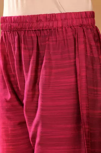 Magenta Floral Yoke Design Gotta Patti Kurta With Trouser & Dupatta