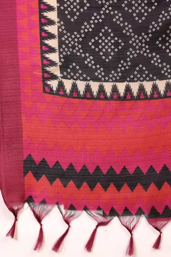 Magenta Floral Yoke Design Gotta Patti Kurta With Trouser & Dupatta