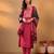 Magenta Floral Yoke Design Gotta Patti Kurta With Trouser & Dupatta