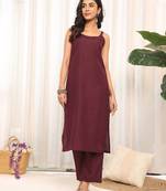 Violet Square Neck Sleeveless Straight Kurta With Trouser