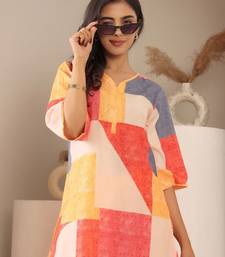 Geometric Printed Notch Neck Straight Kurta With Trouser