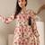 Abstract Printed Mandarin Collar Cuff Sleeves Kurta With Dhoti Pants