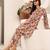 Abstract Printed Mandarin Collar Cuff Sleeves Kurta With Dhoti Pants