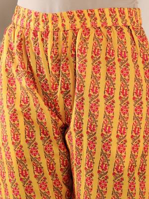 Floral Printed V-Neck Pure Cotton Kaftan Kurta With Trouser 4
