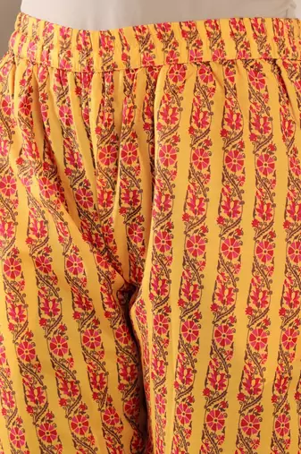 Floral Printed V-Neck Pure Cotton Kaftan Kurta With Trouser