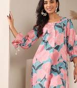 Floral Printed Bell Sleeves Straight Kurta With Trouser