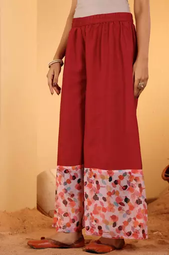 Maroon V-Neck Long Sleeves Anarkali Kurta With Palazzo & Dupatta