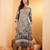 Floral Printed Thread Work Round Neck A-Line Kurta With Trousers And Dupatta