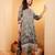 Floral Printed Thread Work Round Neck A-Line Kurta With Trousers And Dupatta